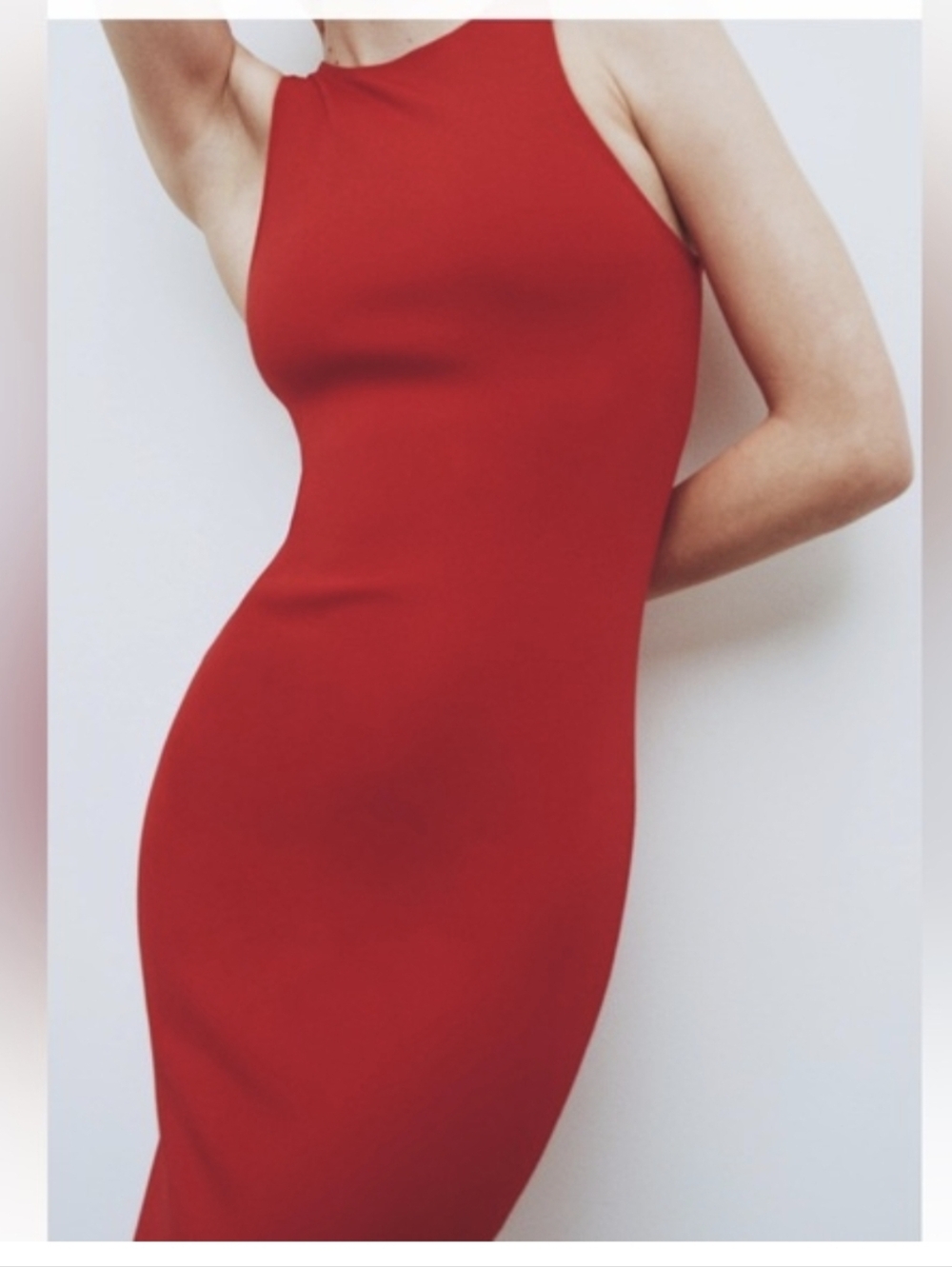 Zara Ribbed Red Midi Dress - Picture 4 of 6
